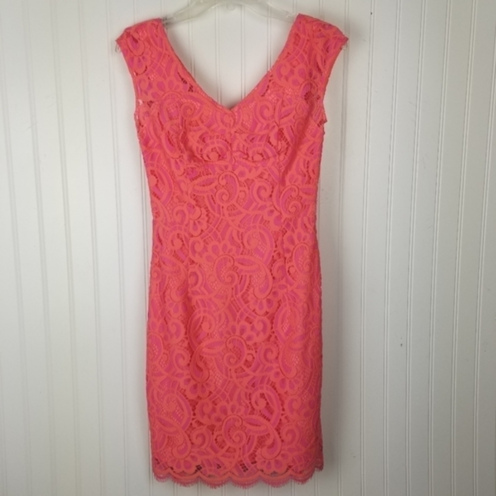 Lilly Pulitzer Mini Dress Sleeveless Rosaline Ginger About Face Two Tone Lace - Picture 2 of 13